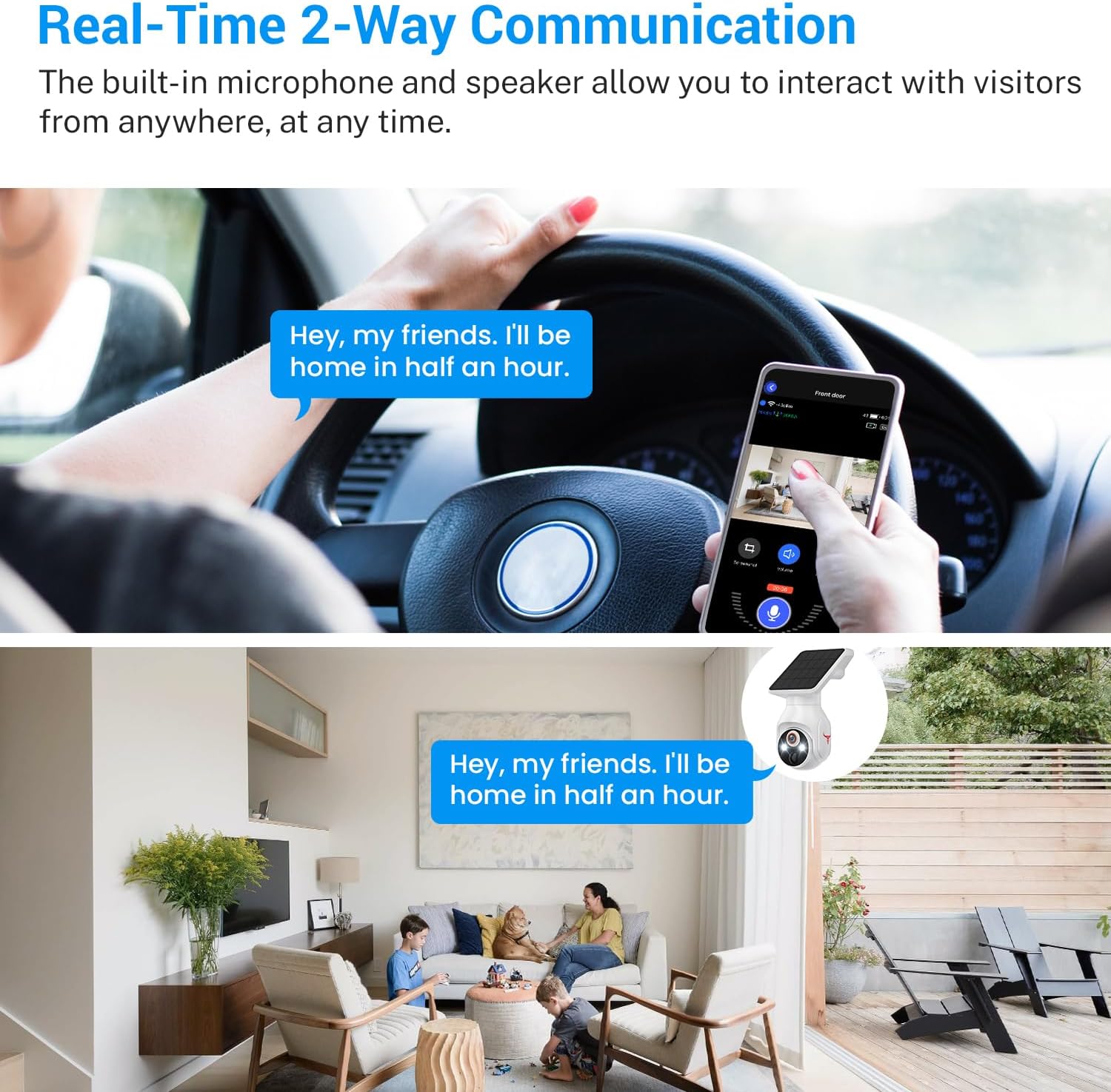 1080p Security Camera Wireless with Solar Panel, Smart AI Human Detection, 2-Way Audio, Color Night Vision, 2.4G WiFi, Cloud Storage, Indoor/Outdoor Surveillance Bullet Cam (WiFi) - Image 4