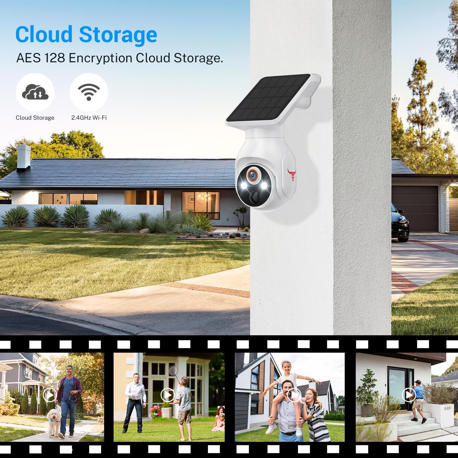 1080p Security Camera Wireless with Solar Panel, Smart AI Human Detection, 2-Way Audio, Color Night Vision, 2.4G WiFi, Cloud Storage, Indoor/Outdoor Surveillance Bullet Cam (WiFi) - Image 8