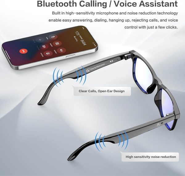 AI Smart Glasses, Bluetooth Glasses with 163 Translation, Anti-Blue Light Glasses for Men Women, 7 Day Ultra-Long Standby, UV Protection, Waterproof, Wireless Music & Calls, Voice Control Glasses - Image 3