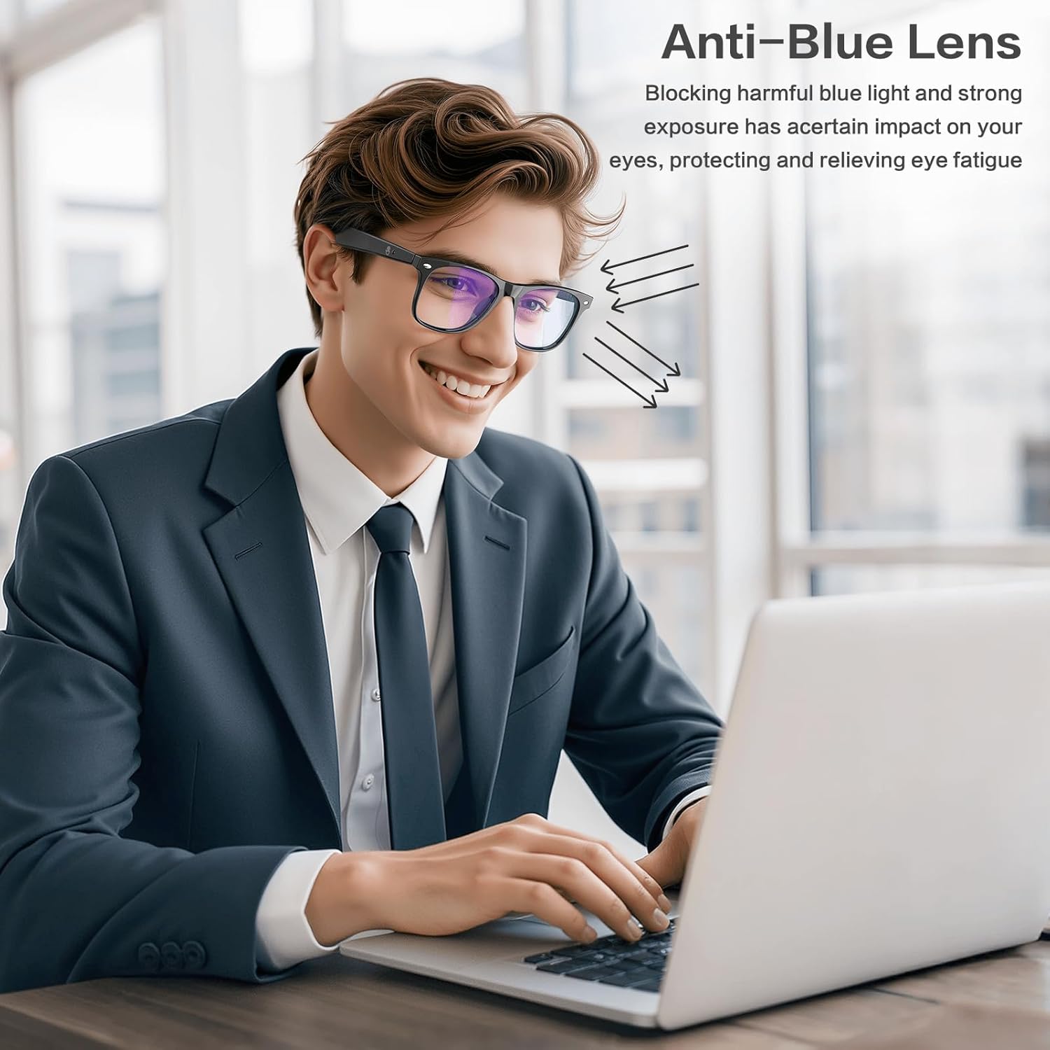 AI Smart Glasses, Bluetooth Glasses with 163 Translation, Anti-Blue Light Glasses for Men Women, 7 Day Ultra-Long Standby, UV Protection, Waterproof, Wireless Music & Calls, Voice Control Glasses - Image 8