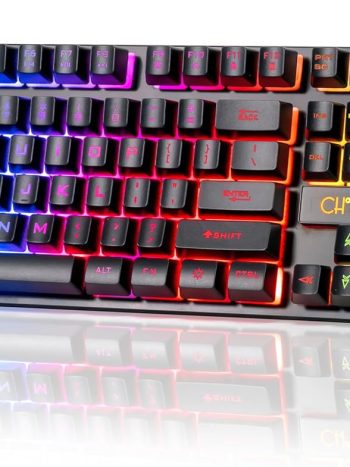 CHONCHOW Wired Gaming Keyboard, 104 Keys Full Size, with Anti-Ghosting and Multimedia Keys, LED Backlit Light Up Keyboard for PC Mac Laptop Desktop, Gaming or Office