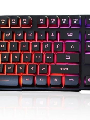 Rii RK100+ Multiple Color Rainbow LED Backlit Large Size USB Wired Mechanical Feeling Multimedia PC Gaming Keyboard,Office Keyboard for Working or Primer Gaming,Office Device