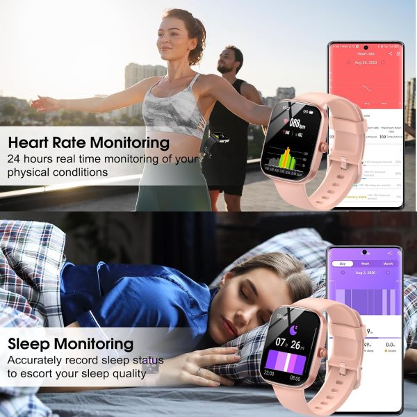 Smart Watch, 1.91" HD Screen Smartwatch for Men Women, Fitness Watch with Heart Rate/Sleep Monitor/Steps Monitor, 110+ Sports Modes, IP68 Waterproof Activity Trackers Pink - Image 5